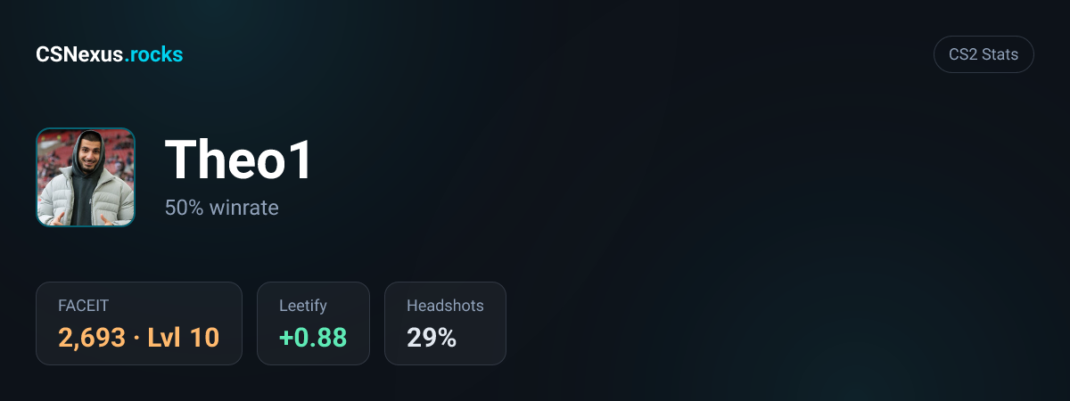 CS2 stats card for Theo1