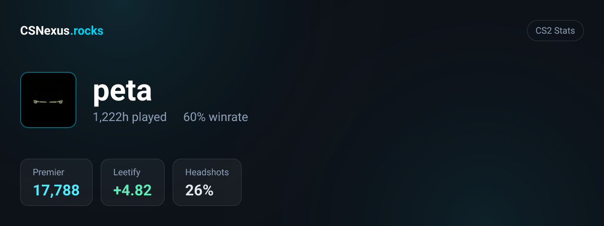 CS2 stats card for peta