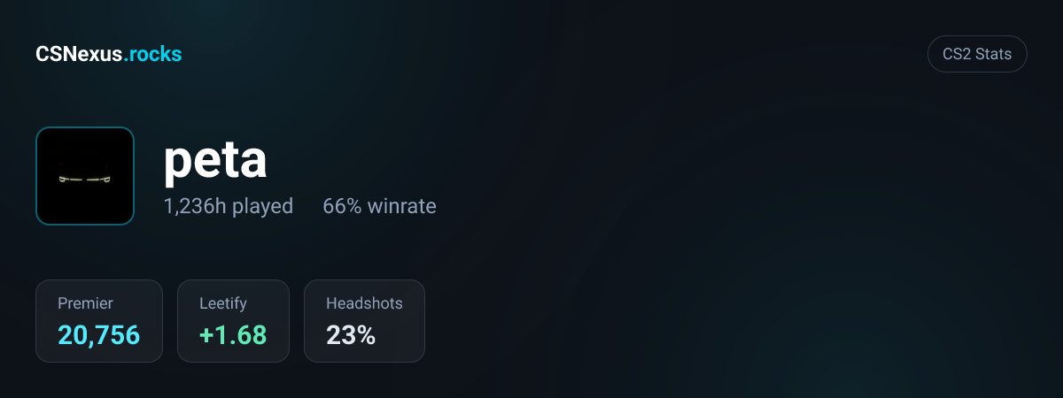 CS2 stats card for peta