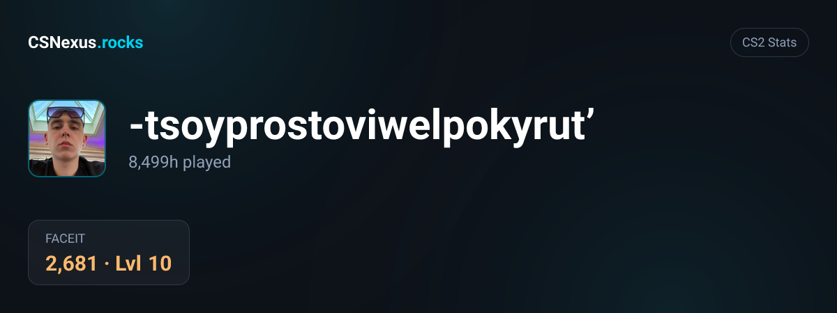 CS2 stats for -tsoyprostoviwelpokyrut’