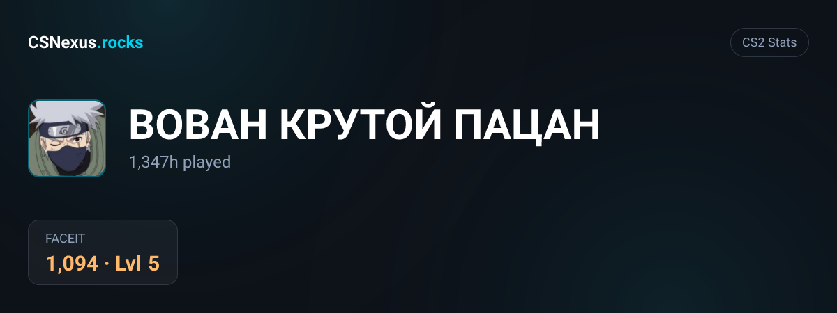 CS2 stats card for ВОВАН КРУТОЙ ПАЦАН