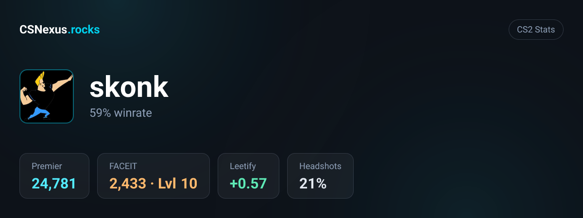 CS2 stats card for skonk