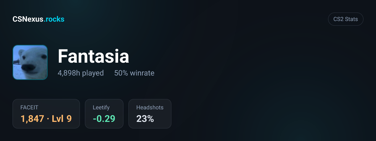 CS2 stats card for Fantasia