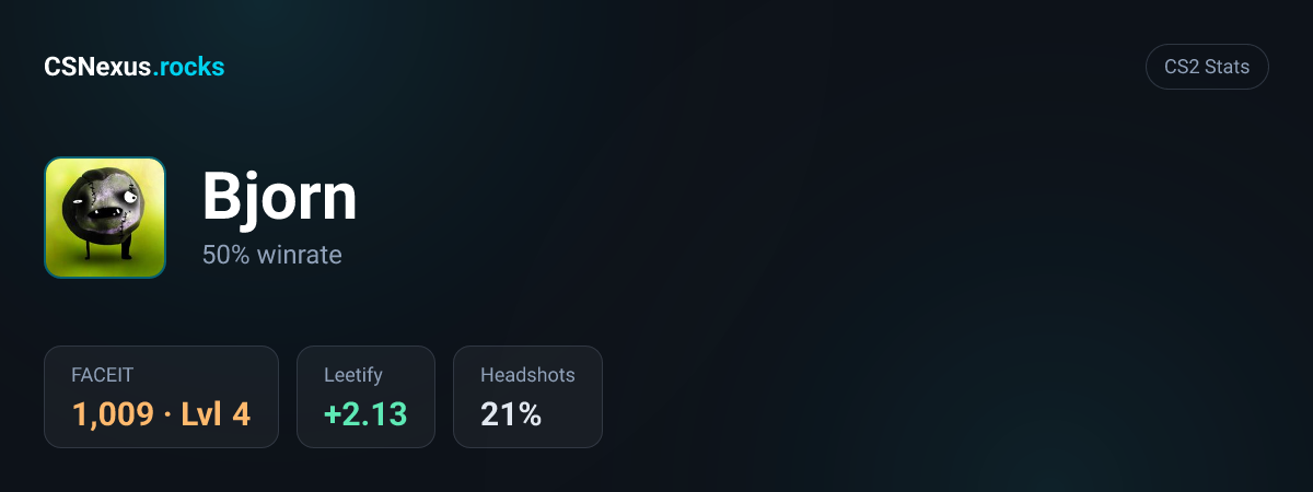 CS2 stats card for Bjorn