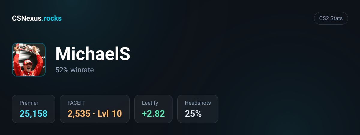 CS2 stats card for MichaelS