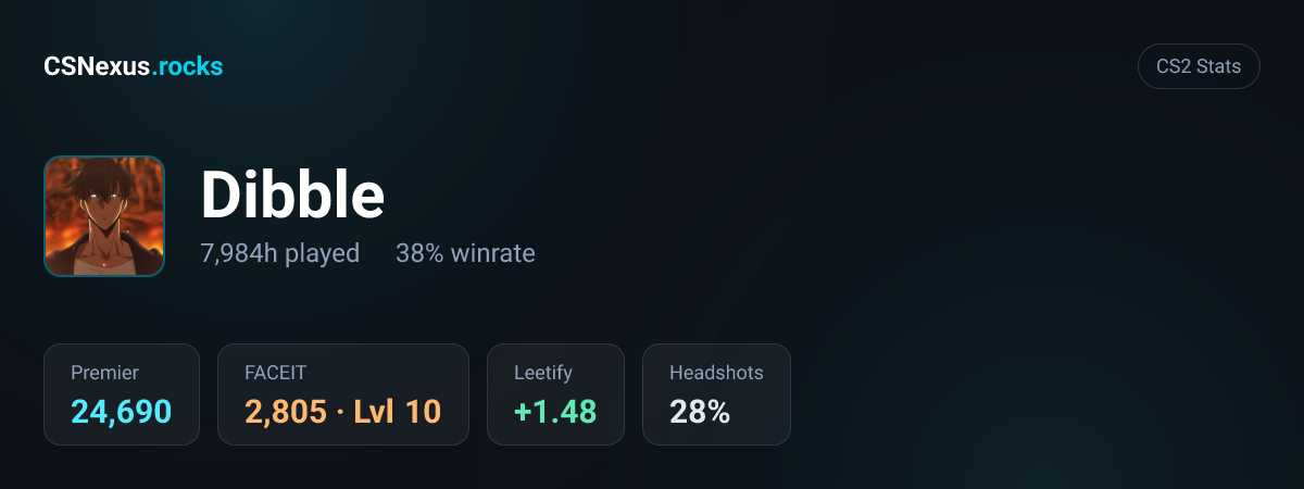 CS2 stats card for Dibble