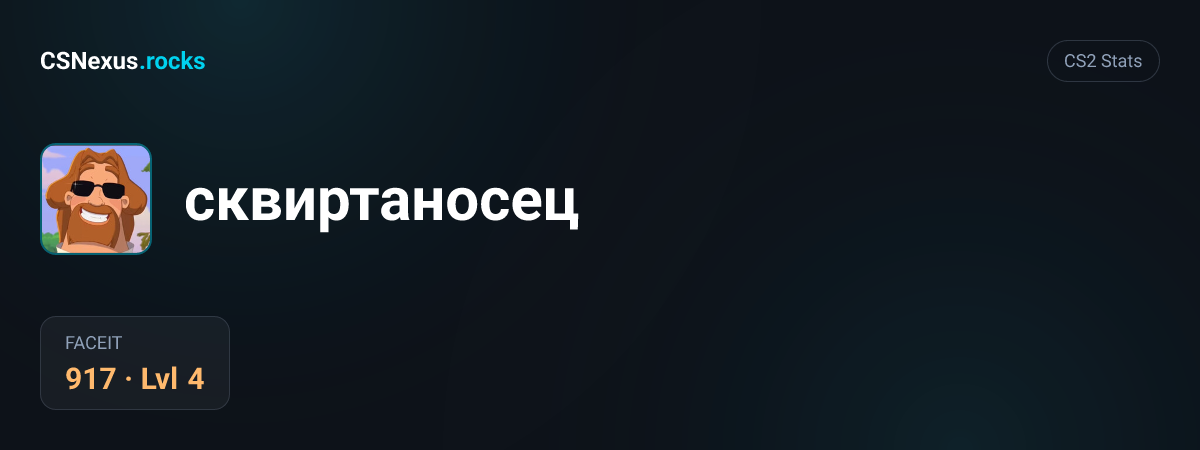 CS2 stats card for сквиртаносец