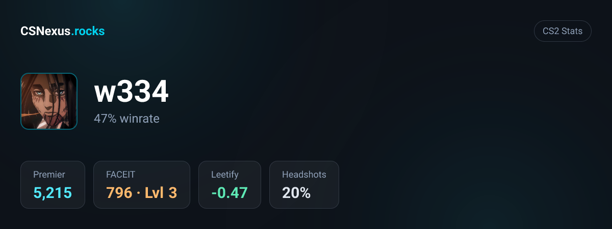 CS2 stats for w334