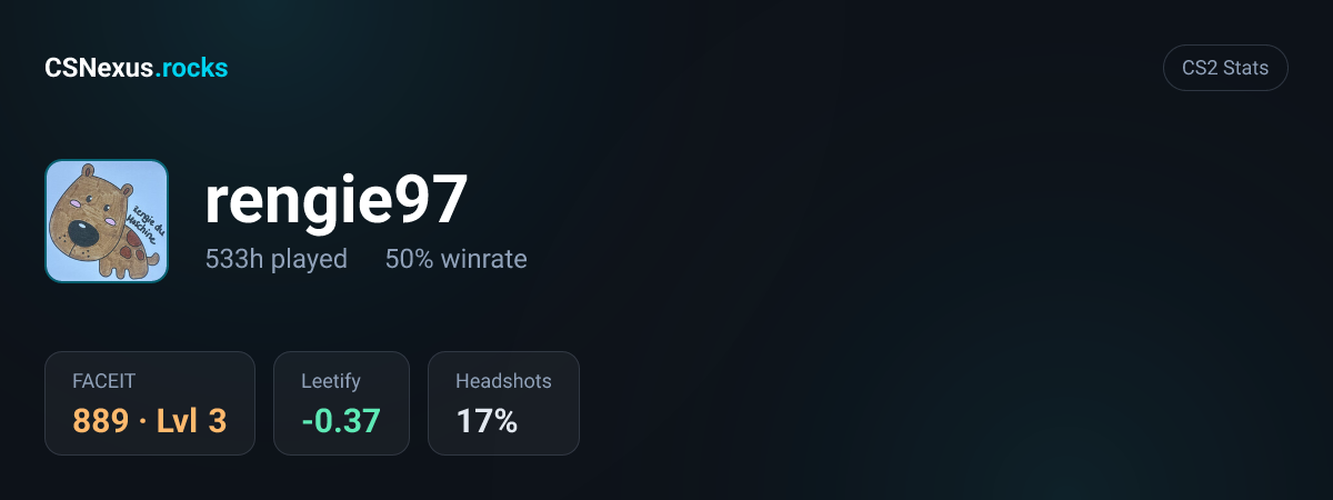 CS2 stats card for rengie97
