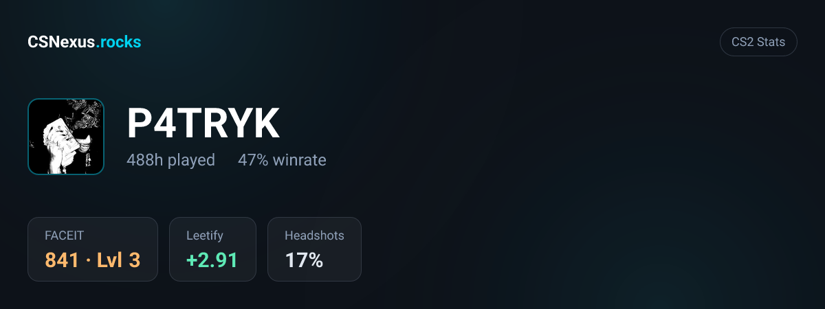 CS2 stats for P4TRYK