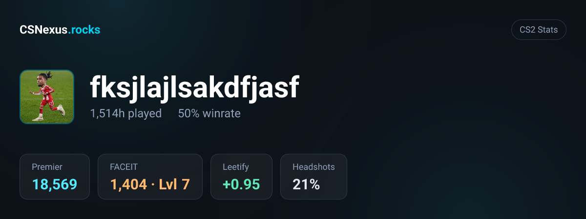 CS2 stats card for fksjlajlsakdfjasf