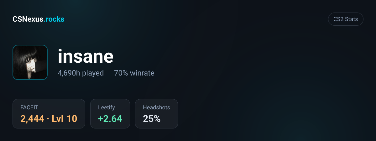 CS2 stats card for insane
