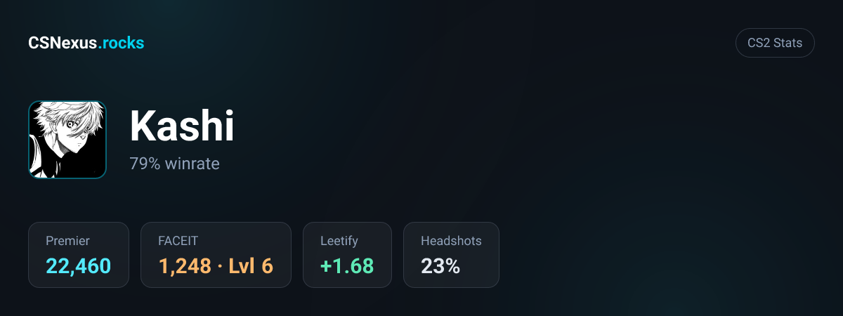 CS2 stats card for Kashi