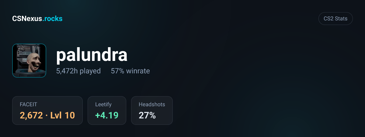 CS2 stats card for palundra