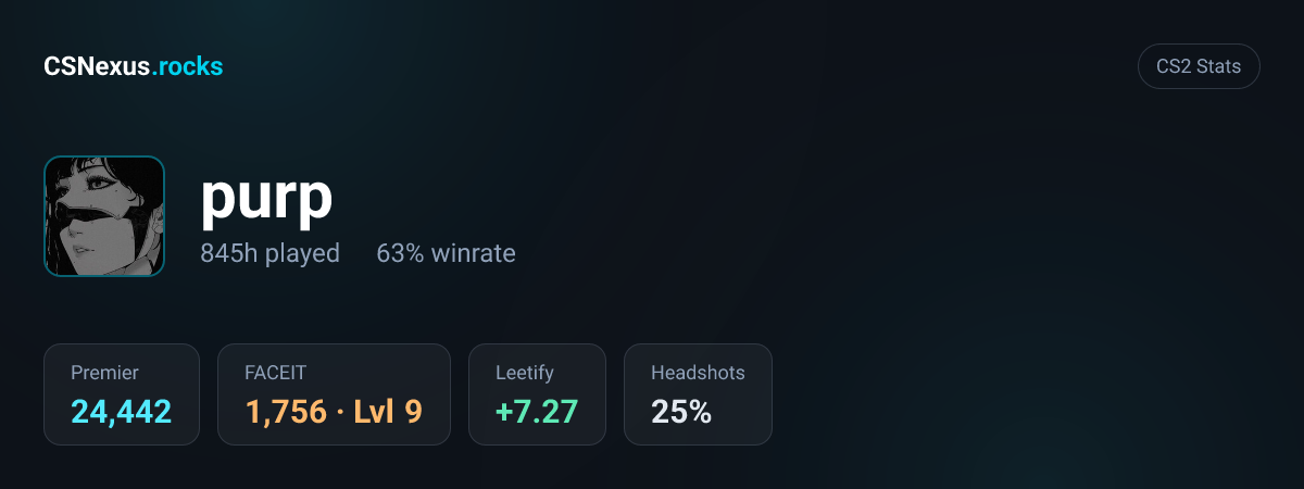 CS2 stats card for purp