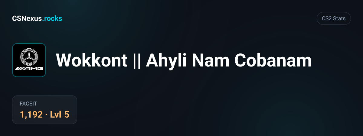 CS2 stats card for Wokkont || Ahyli Nam Cobanam