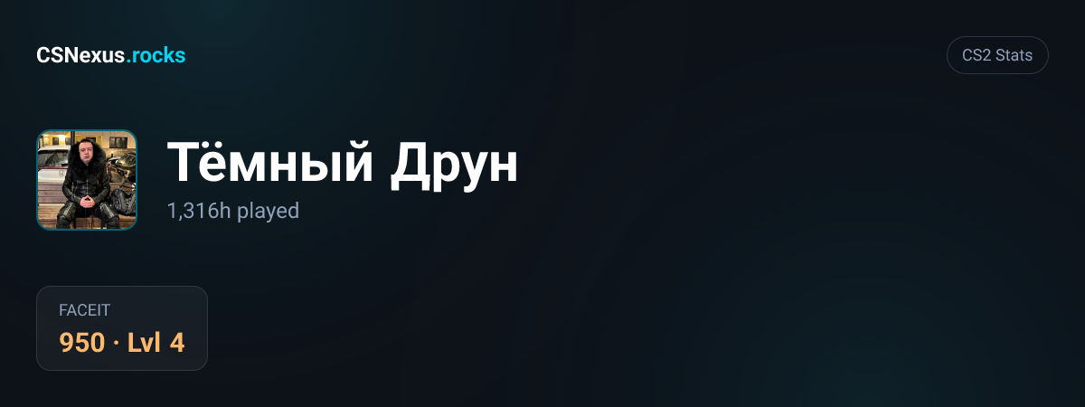 CS2 stats card for Тёмный Друн