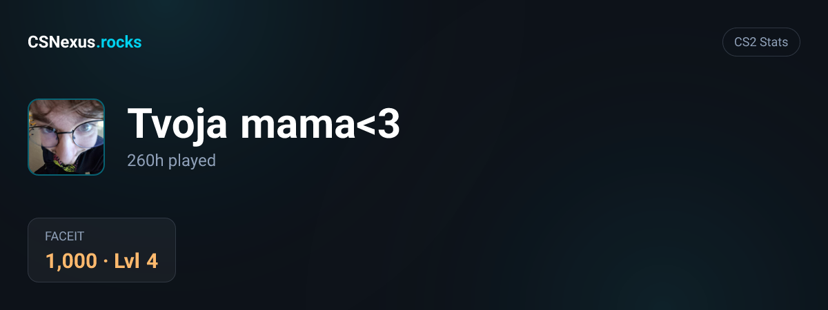 CS2 stats card for Tvoja mama<3