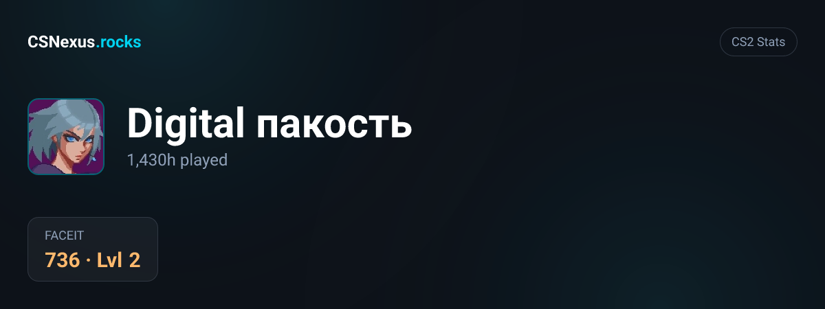 CS2 stats card for Digital пакость