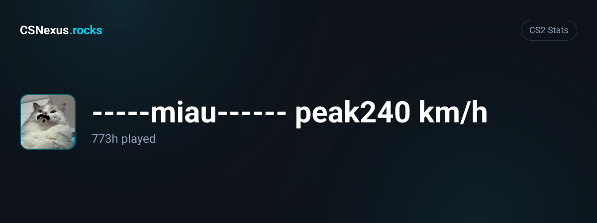 CS2 stats card for -----miau------ peak240 km/h