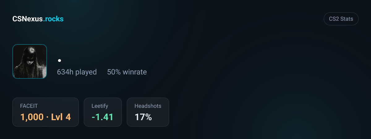 CS2 stats card for .