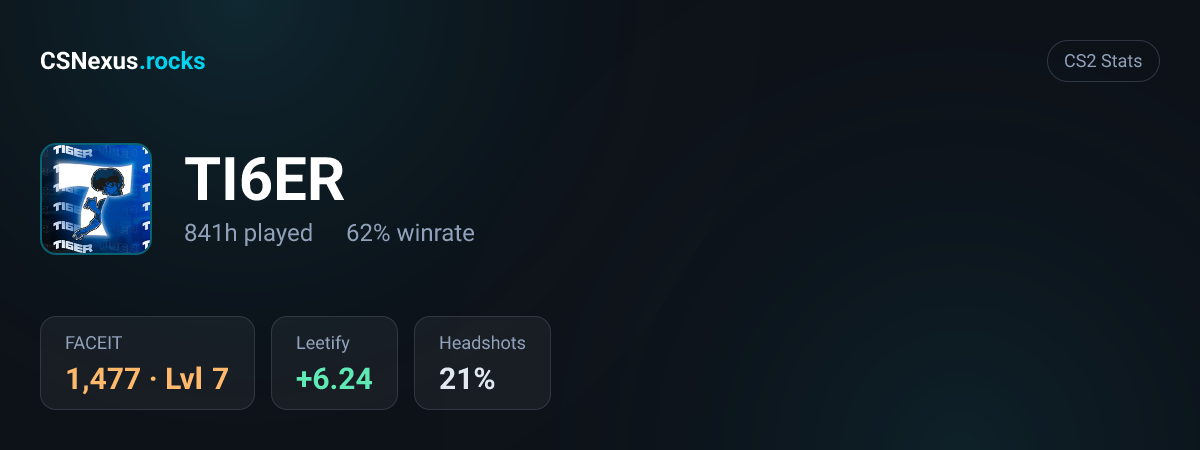 CS2 stats for TI6ER
