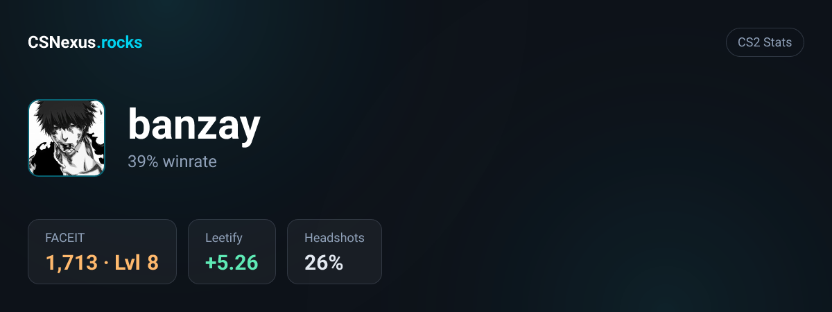 CS2 stats card for banzay