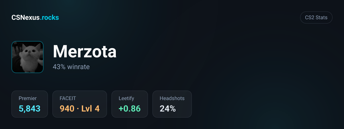 CS2 stats card for Merzota