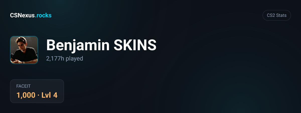 CS2 stats card for Benjamin SKINS