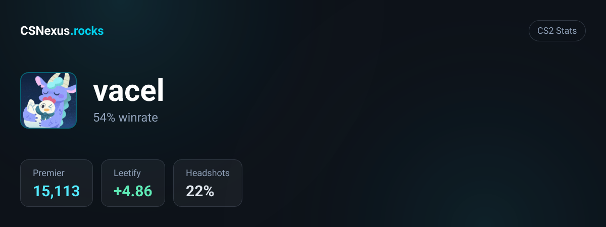 CS2 stats card for vacel
